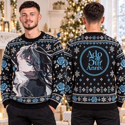 Ado 5th Anniversary Merch Blue Eye Portrait Ugly Christmas Sweater Clothes For Christmas