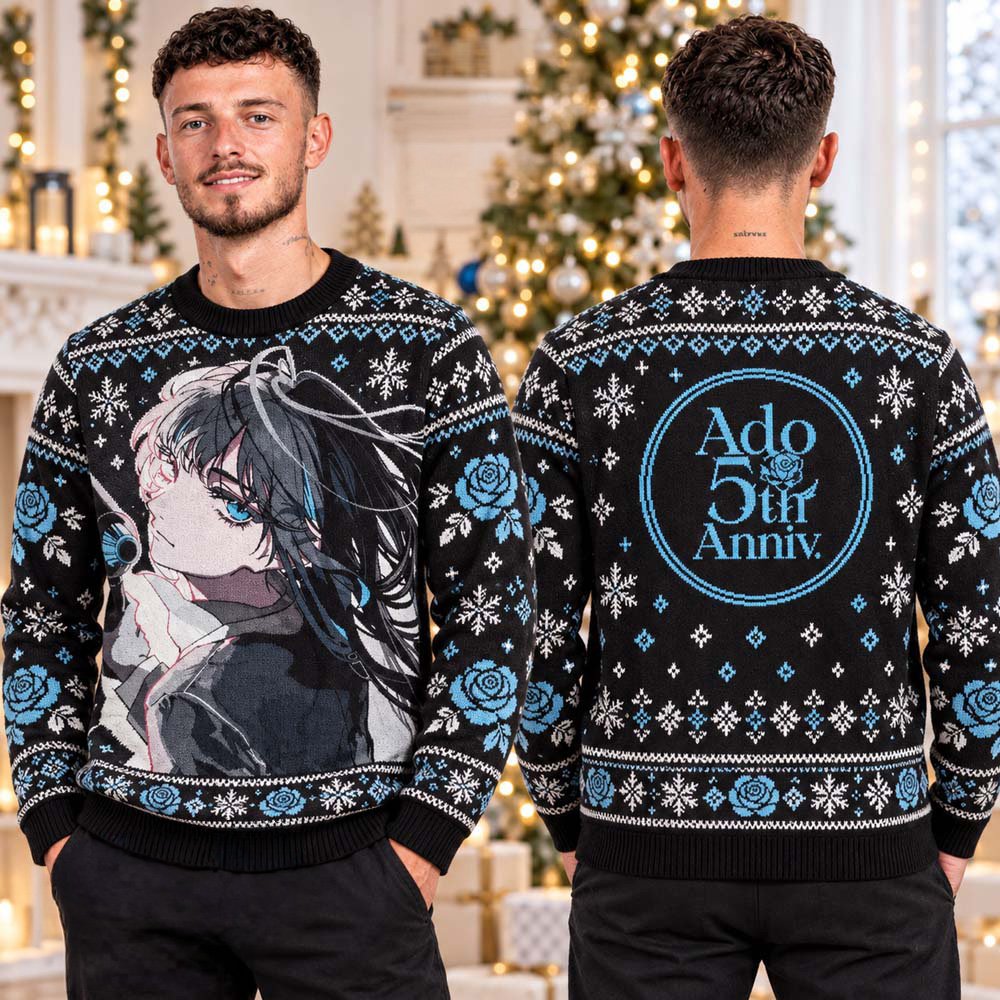 Ado 5th Anniversary Merch Blue Eye Portrait Ugly Christmas Sweater Clothes For Christmas