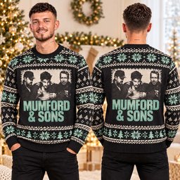 Mumford And Sons Merch Band Portrait Black And Mint Ugly Christmas Sweater Xmas Attire