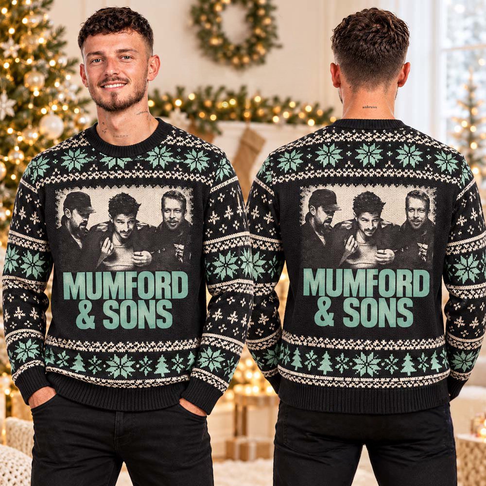 Mumford And Sons Merch Band Portrait Black And Mint Ugly Christmas Sweater Xmas Attire