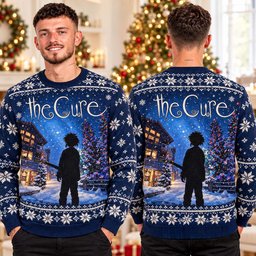 The Cure Merch Snowy Christmas Village Guitarist Ugly Christmas Sweater Holiday Apparel Gifts