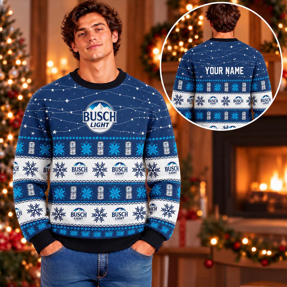 Personalized Busch Light Beer Ugly Christmas Sweater Xmas Party Clothes Christmas Gifts