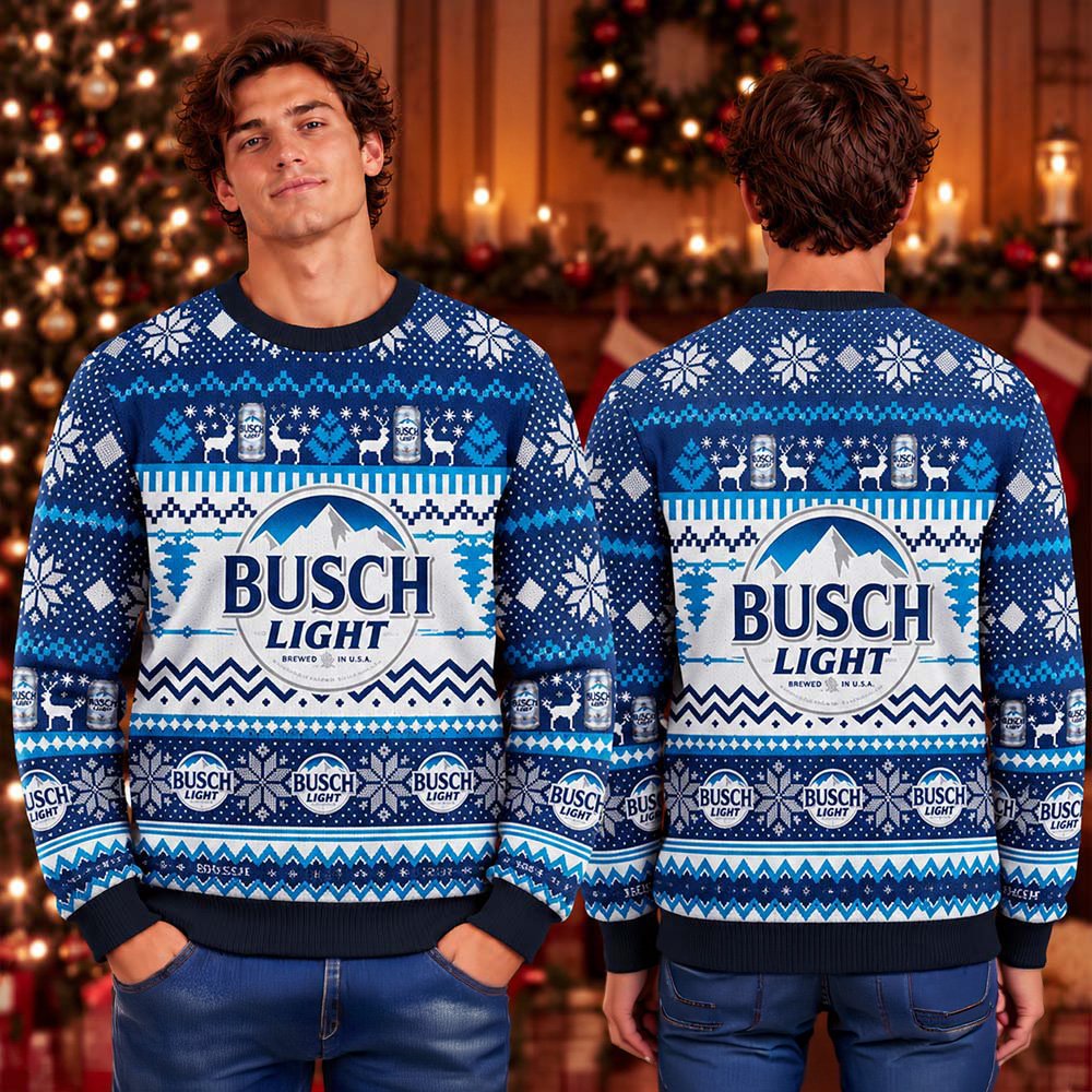 Busch Light Beer Ugly Christmas Sweater Clothes To Get For Christmas Xmas Apparel Gifts
