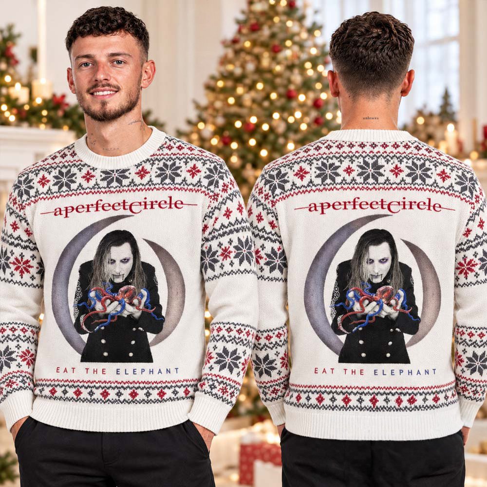A Perfect Circle Merch Eat The Elephant Ugly Christmas Sweater Holiday Attire Xmas Gifts