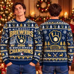Milwaukee Brewers Merch 2026 World Series Champions Ugly Christmas Sweater Winter Apparel