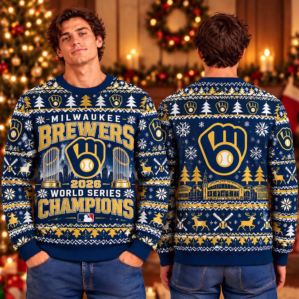 Milwaukee Brewers Merch 2026 World Series Champions Ugly Christmas Sweater Winter Apparel