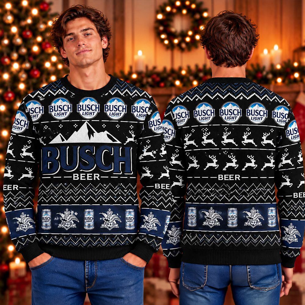 Busch Light Beer Logo Ugly Christmas Sweater Xmas Party Outfits Christmas Clothing Ideas