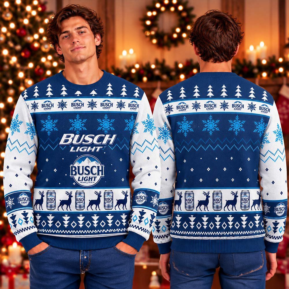 Busch Light Blue Ugly Christmas Sweater Christmas Vacation Clothing Xmas Gifts