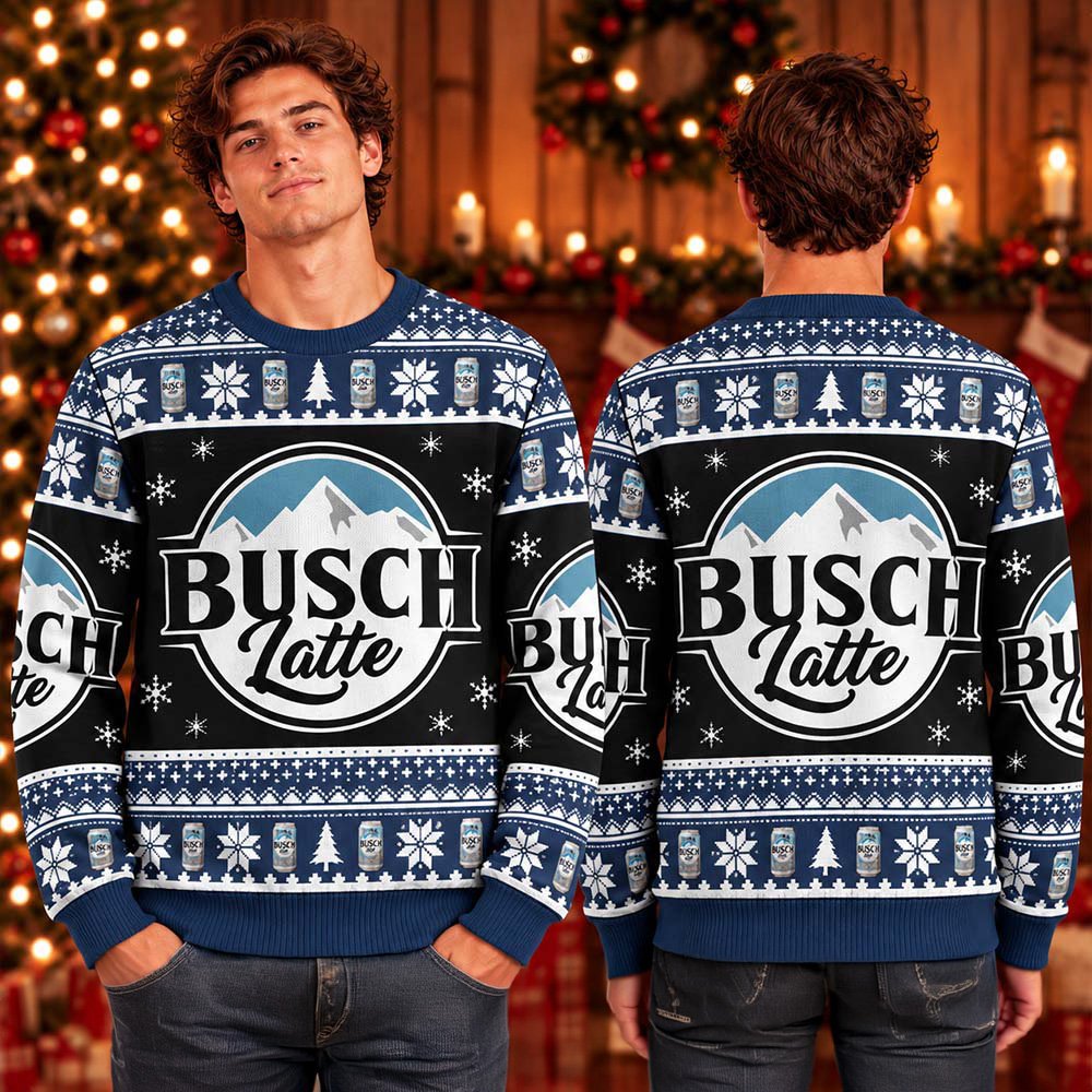 Busch Latte Snowflake Ugly Christmas Sweater Warm Clothes For Winter Christmas Gifts Ideas
