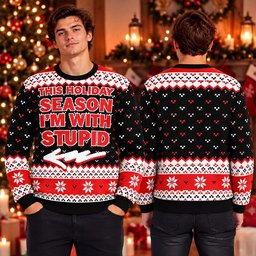 The Holiday Season Im With Stupid Ugly Christmas Sweater Holiday Festivus Sweater Gifts Ideas