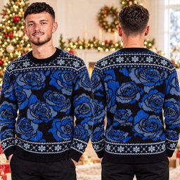 Ado Merch Blue Rose Ugly Christmas Sweater Festive Clothing Christmas Pullover Gifts