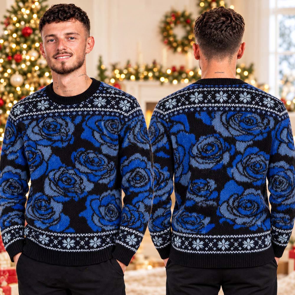 Ado Merch Blue Rose Ugly Christmas Sweater Festive Clothing Christmas Pullover Gifts