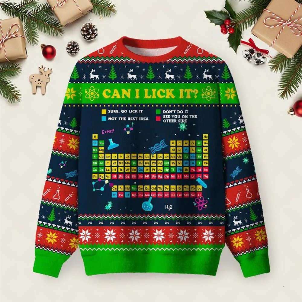 Can I Lick It Periodic Table Ugly Christmas Sweater Chemistry Meme Xmas Clothes Christmas Gift.jpeg