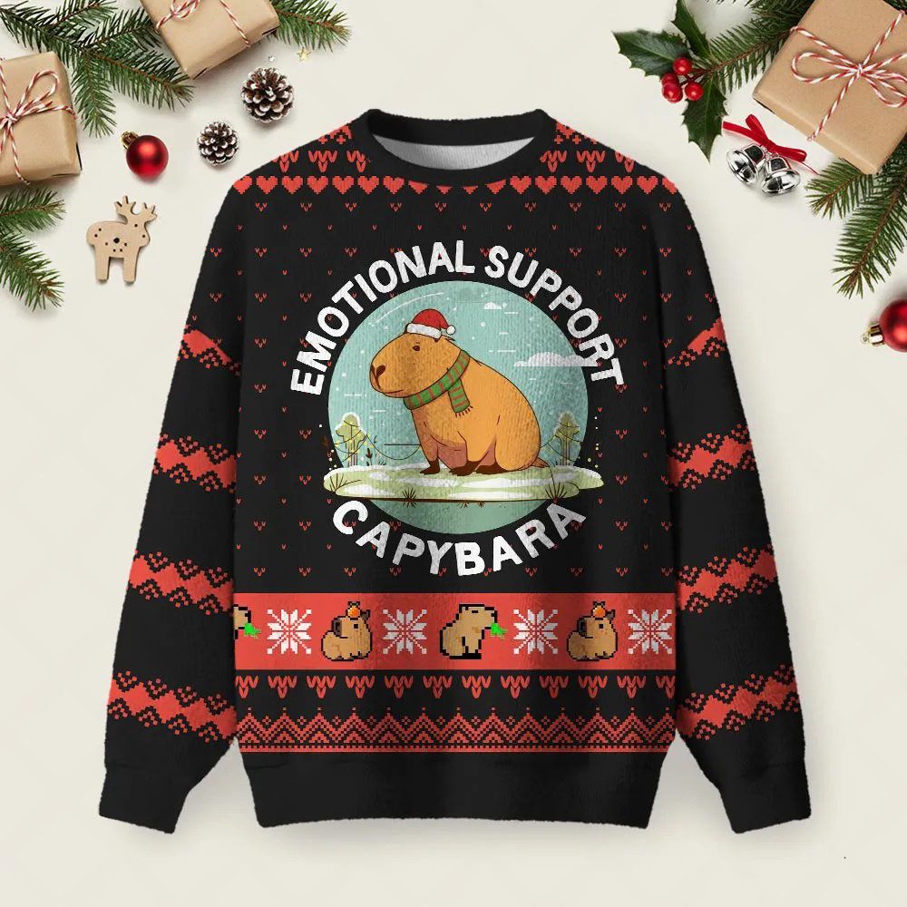 Emotional Support Capybara Ugly Christmas Sweater Unique Christmas Pullover Xmas Gifts.jpeg