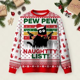 Cat Pew Pew Naughty List Ugly Christmas Sweater Xmas Party Outfits Christmas Clothes.jpeg