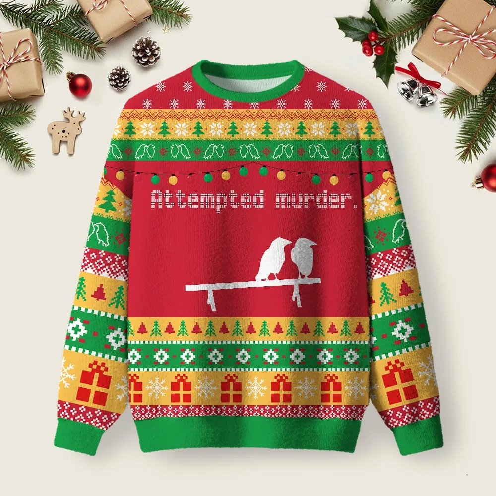 Attempted Murder Ugly Christmas Sweater Christmas Day Outfit Xmas Party Clothes.png