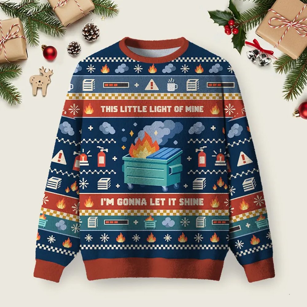 Dumpster Fire Ugly Christmas Sweater Festive Clothing Funny Dumpster Fire Xmas Outfits.png