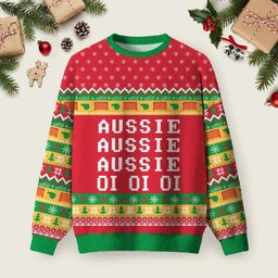 Aussie Aussie Aussie Oioioi Ugly Christmas Sweater Casual Christmas Outfits Xmas Apparel.png