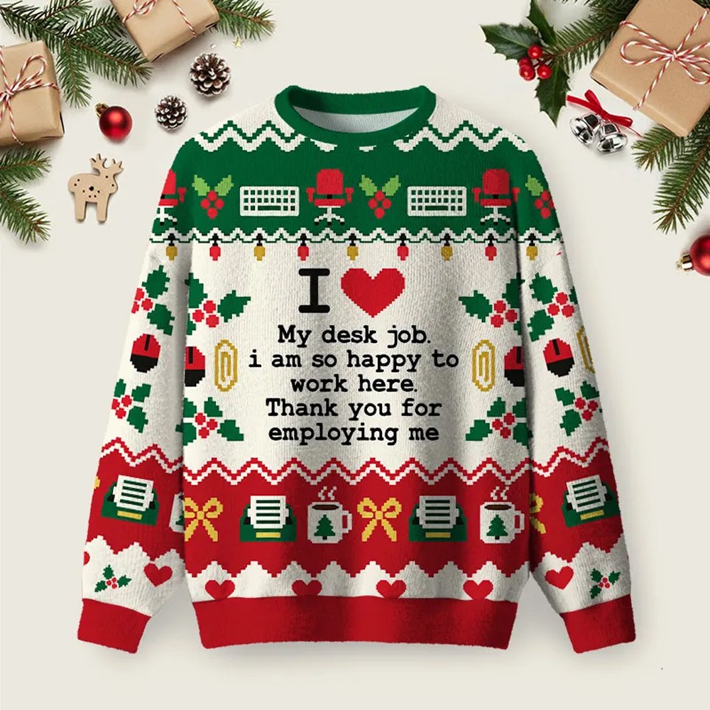 Desk Job Devotion Ugly Christmas Sweater Ugly Sweater Party Xmas Clothes Christmas Gifts.png