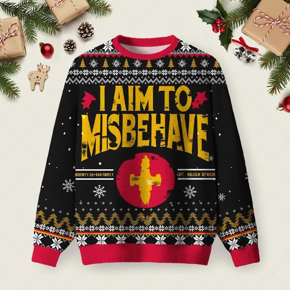 I Aim To Misbehave Ugly Christmas Sweater Warm Clothes For Winter Christmas Gifts.jpeg
