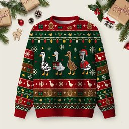 Holiday Goose Parade Ugly Christmas Sweater Festive Clothing Christmas Apparel Gifts.png