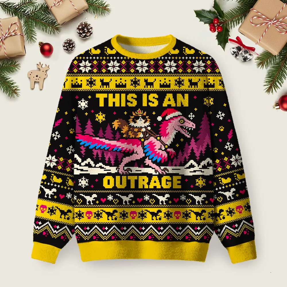 Funny Dino Rider Holiday Ugly Christmas Sweater Christmas Apparel Xmas Party Outfits.png