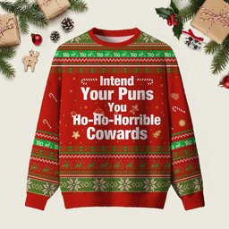 Intend Your Puns You Ho Ho Horrible Cowards Ugly Christmas Sweater Festive Clothing Gifts