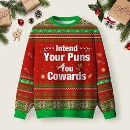Intend Your Puns You Cowards Ugly Christmas Sweater Casual Christmas Party Gifts Ideas.png