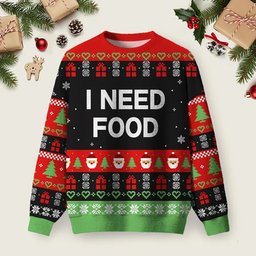 I Need Food Ugly Christmas Sweater Funny Warm Clothes For Winter Xmas Apparel Gifts.png