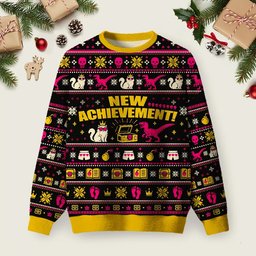 New Achievement Gamer Ugly Christmas Sweater Festive Clothing Christmas Apparel.png