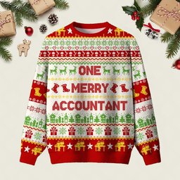 One Merry Accountant Ugly Christmas Sweater Festive Clothing Christmas Apparel Gifts