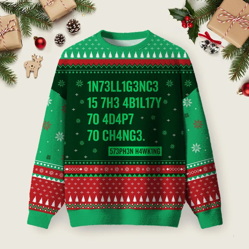 Intelligence Stephen Hawking Ugly Christmas Sweater Casual Christmas Party Outfits Xmas Attire.png