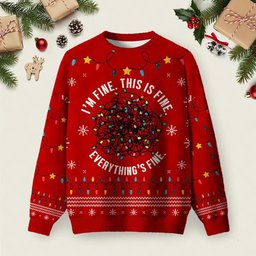 Everything Is Fine Red Ugly Christmas Sweater Warm Clothes For Winter Christmas Attire Gifts.jpeg