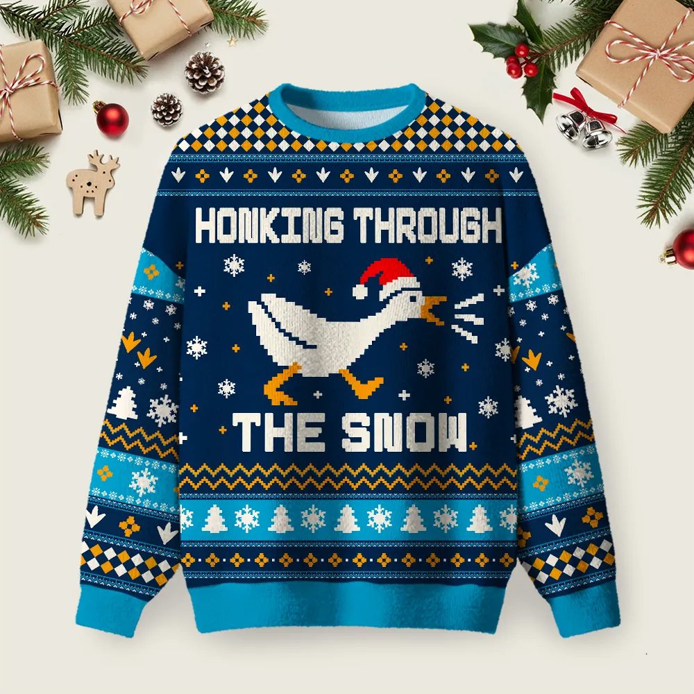 Honking Through The Snow Ugly Christmas Sweater Warm Clothes For Winter Christmas Gifts Ideas.png