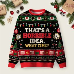 Horrible Idea What Time Ugly Christmas Sweater Meme Winter Apparel Christmas Gifts.png