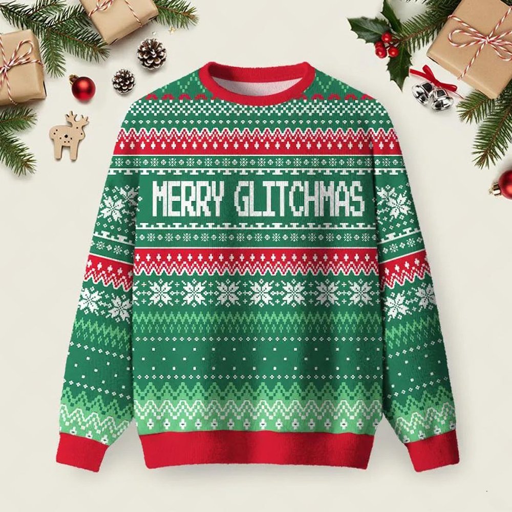 Merry Glitchmas Ugly Christmas Sweater Funny Holiday Sweaters Xmas Apparel Gifts.jpeg