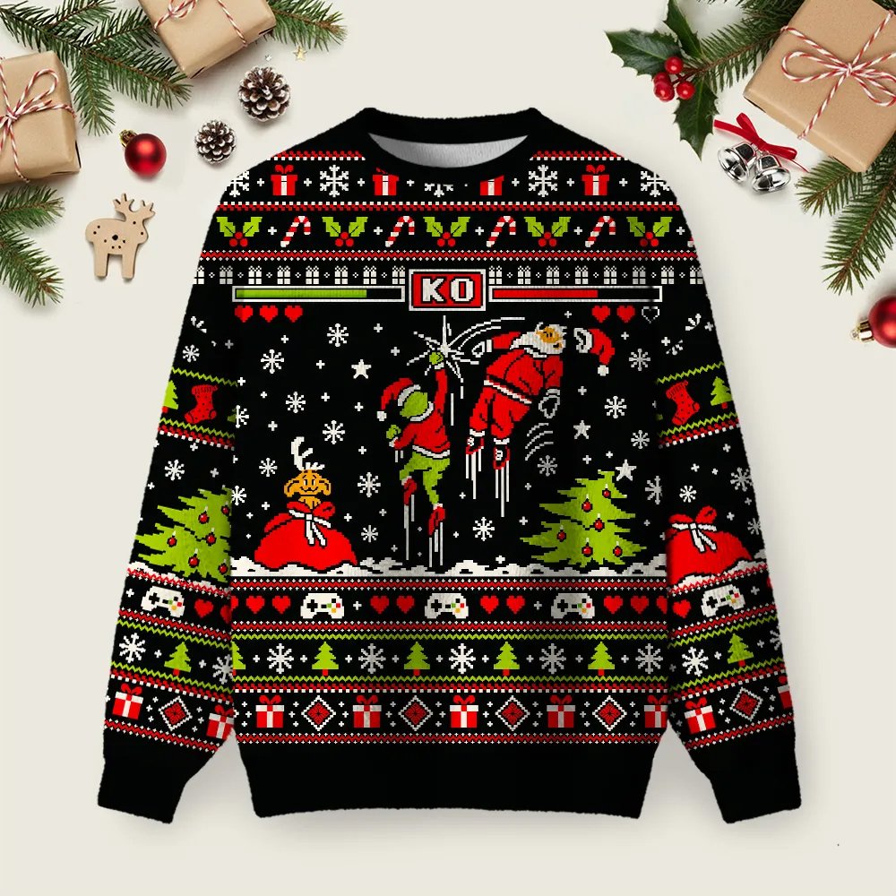 Pixel Santa Battle Arcade Ugly Christmas Sweater Winter Clothing Xmas Attire Gifts.png