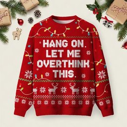 Hang On Let Me Overthink This Red Ugly Christmas Sweater Warm Clothes For Winter Xmas Gifts.jpeg