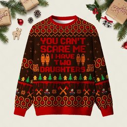 You Can_t Scare Me I Have Two Daughters Ugly Christmas Sweater Warm Clothes For Winter Gifts