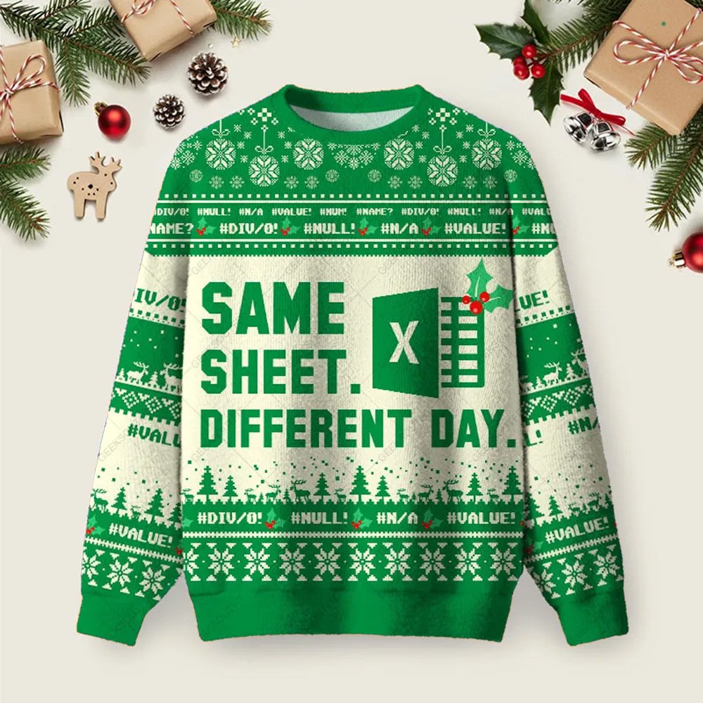 Same Sheet Different Day Ugly Christmas Sweater Funny Workplace Xmas Meme Pullovers Gifts