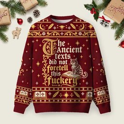 The Ancient Texts Did Not Foretell This Fuckery Ugly Christmas Sweater Christmas Party Clothes