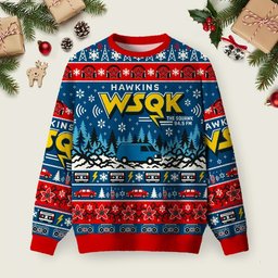 Retro 80s Town Radio Station Ugly Christmas Sweater Winter Warm Clothes Xmas Attire.png