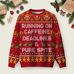 Running On Caffeine Ugly Christmas Sweater Christmas Apparel Xmas Party Outfits Ideas