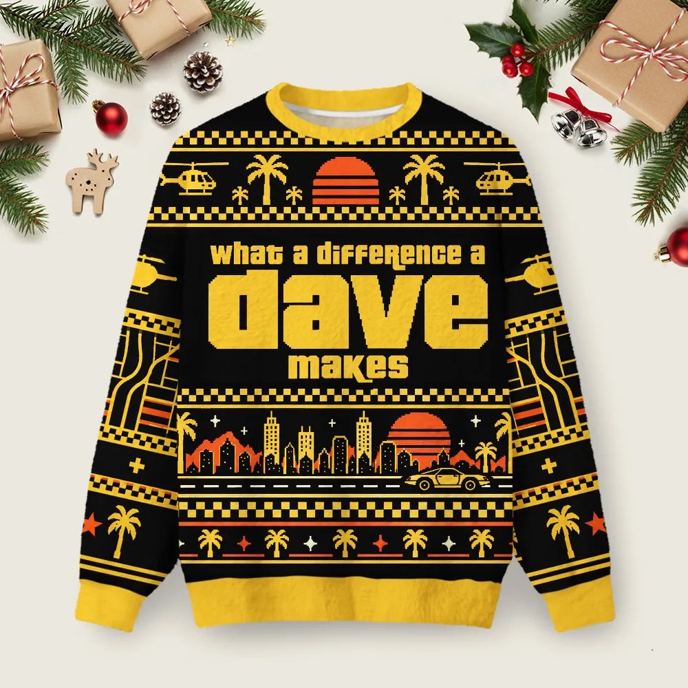 What A Difference A Dave Makesnew Ugly Christmas Sweater Holiday Clothing Ideas Xmas Gifts.png