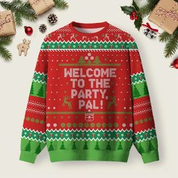 Welcome To The Party Pal Ugly Christmas Sweater Xmas Party Outfits Winter Apparel Xmas Presents.png