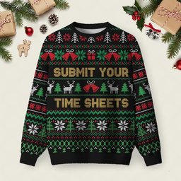 Submit Your Time Sheets Ugly Christmas Sweater Festive Clothing Xmas Apparel Gifts.jpeg