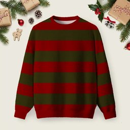 Red Olive Horizontal Stripe Ugly Christmas Sweater Winter Clothing Christmas Outfits.png