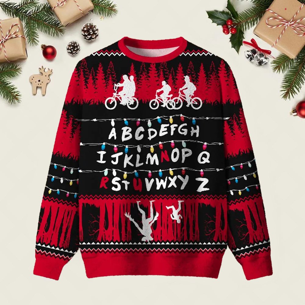 Upside Down Ugly Christmas Sweater Stranger Things Ugly Christmas Pullover Gifts