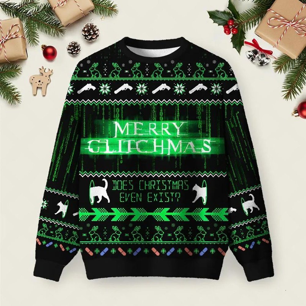 The Matrix Black Green Ugly Christmas Sweater Xmas Party Outfits Christmas Presents.jpeg