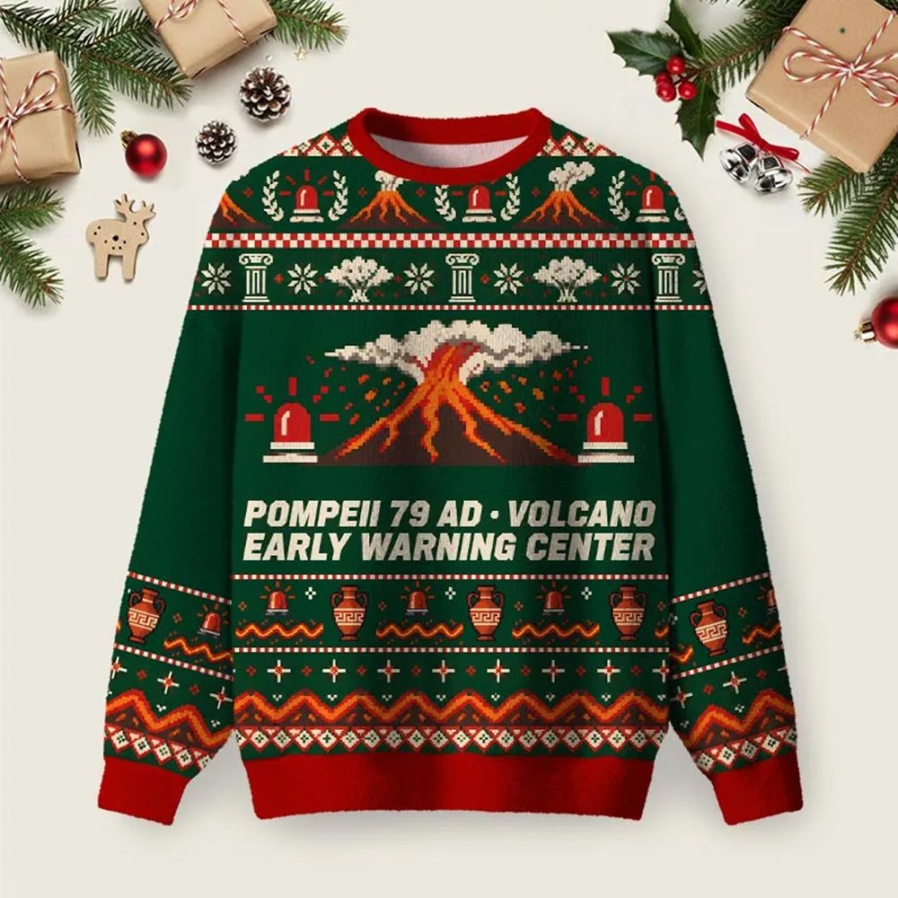 Pompeii Warning Ugly Christmas Sweater Casual Christmas Outfits Xmas Attire Gifts